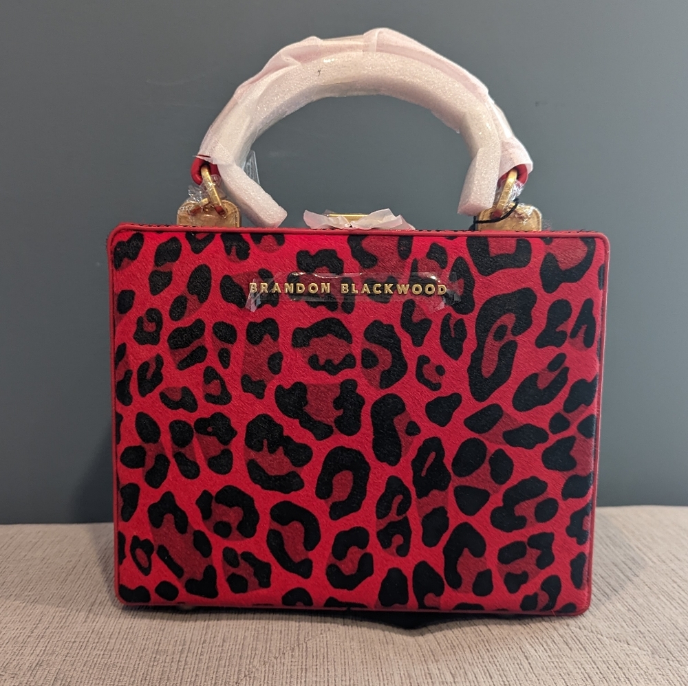 Brandon Blackwood Kendrick Trunk | Red Leopard Ponyhair with Brass Hardware